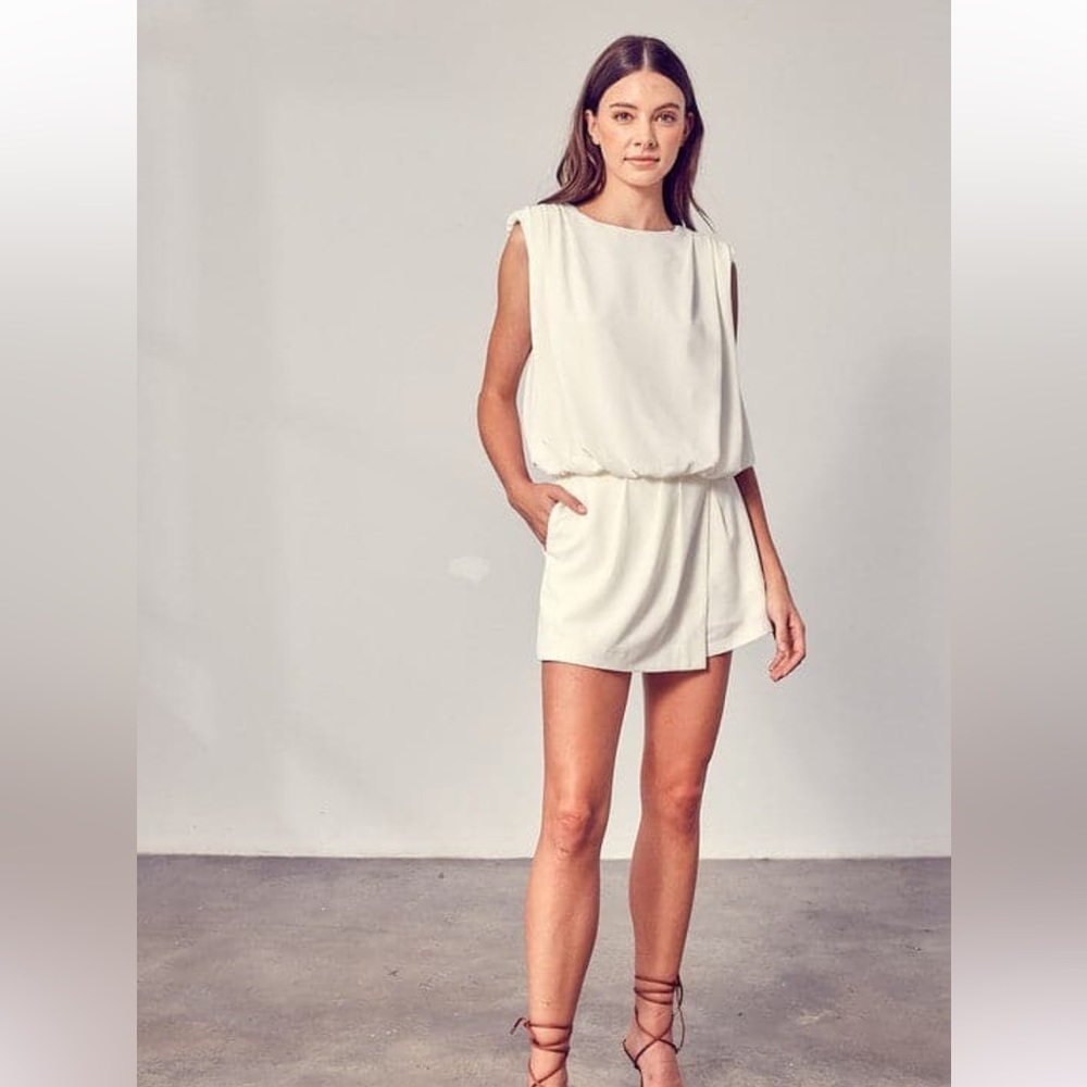 DO + BE COLLECTION DRAPE NECK OPEN BACK ROMPER